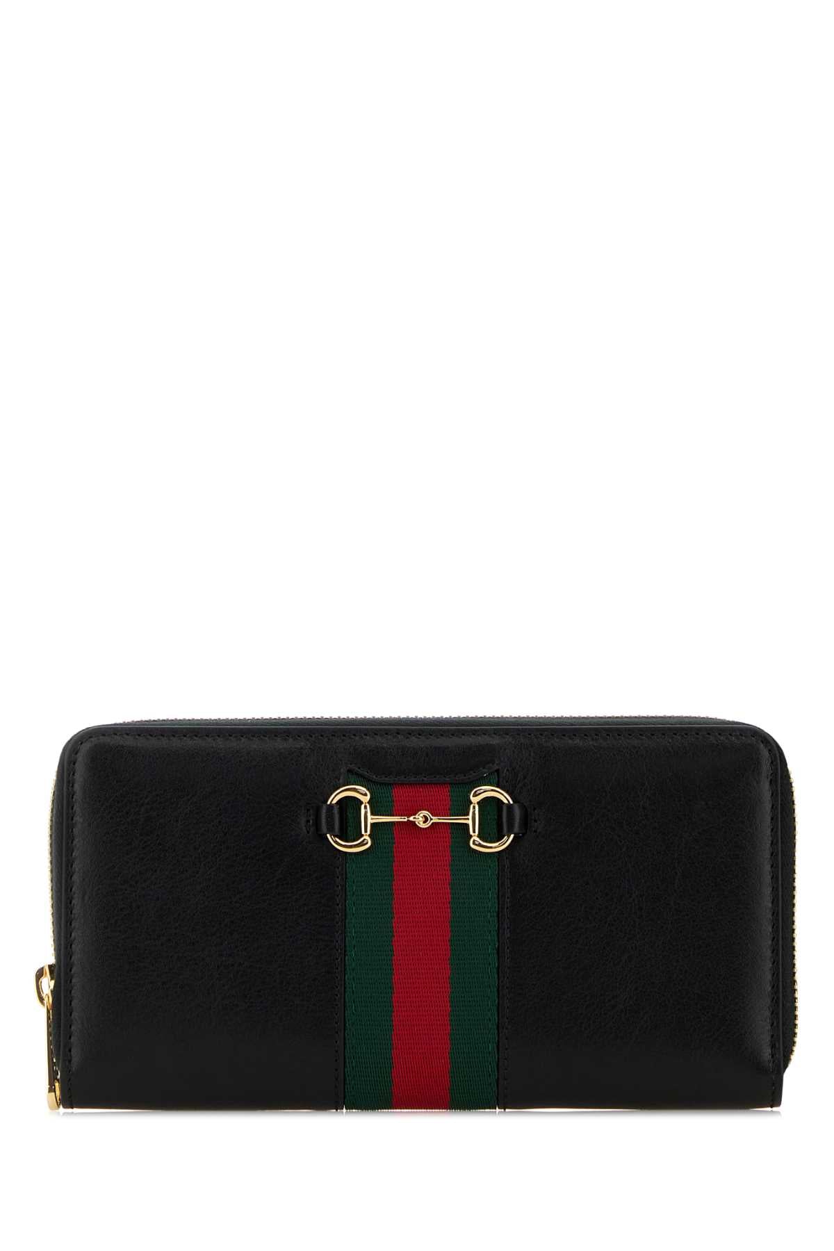 Gucci Horsebit-Trimmed Calf Skin Wallet — Black