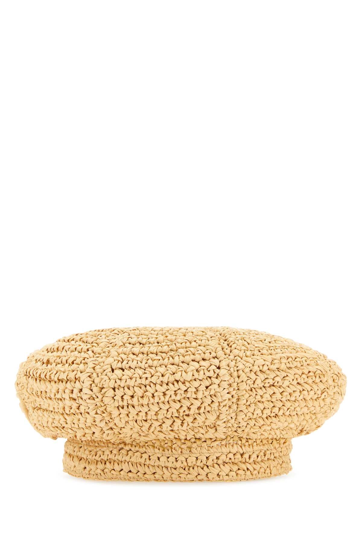Prada Woven Rafia Bucket Hat — Beige Exterior: Viscose