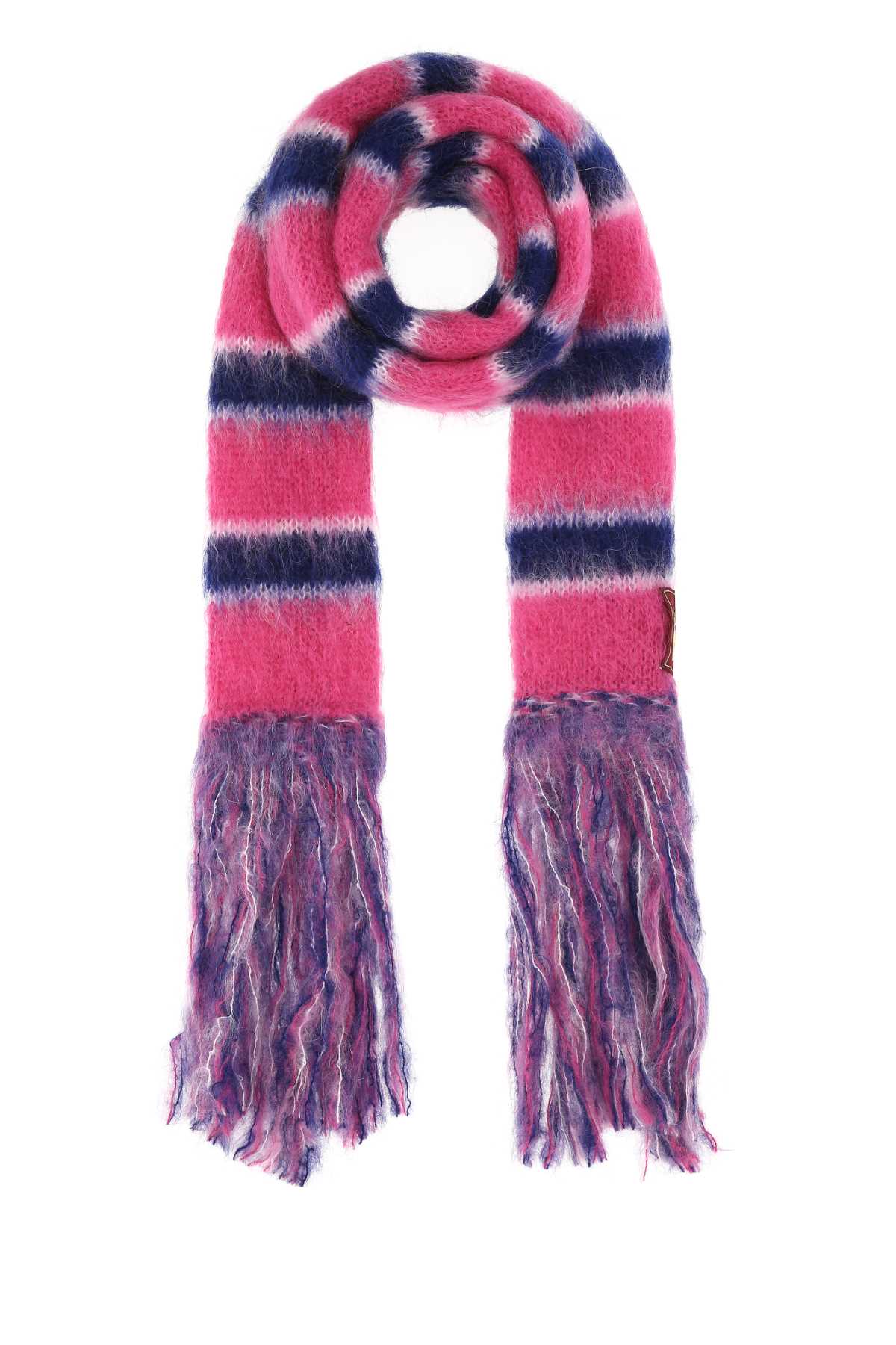Marni Striped Mohair Blend Scarf — Pink Exterior: Nylon Wool Scarfs