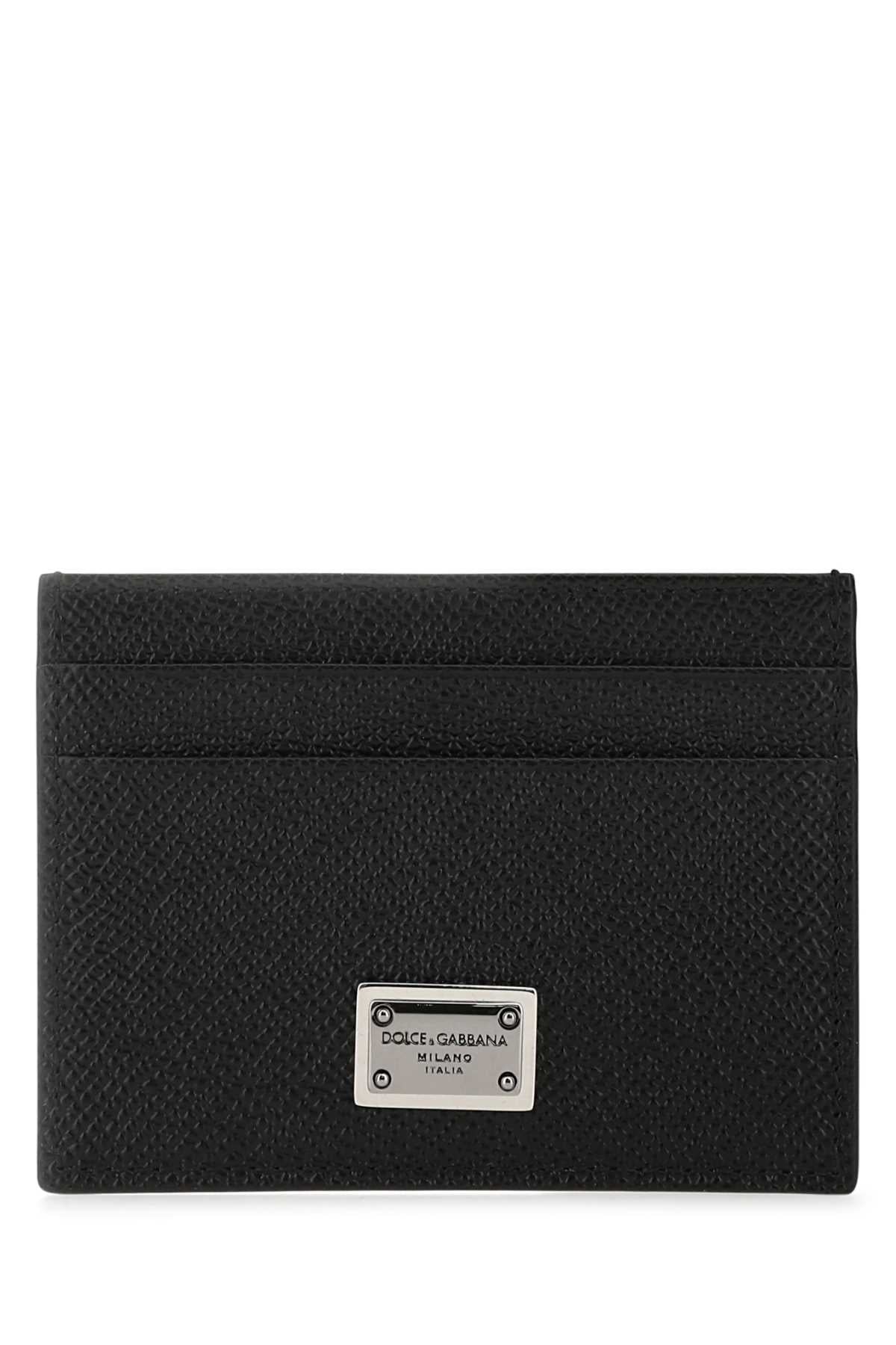 Dolce & Gabbana Textured Calfskin Card Case — Black Wallet