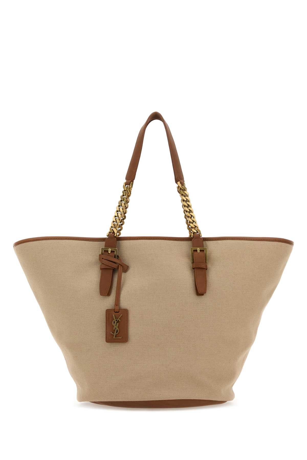 Saint Laurent Lauren Tote Bag — Beige