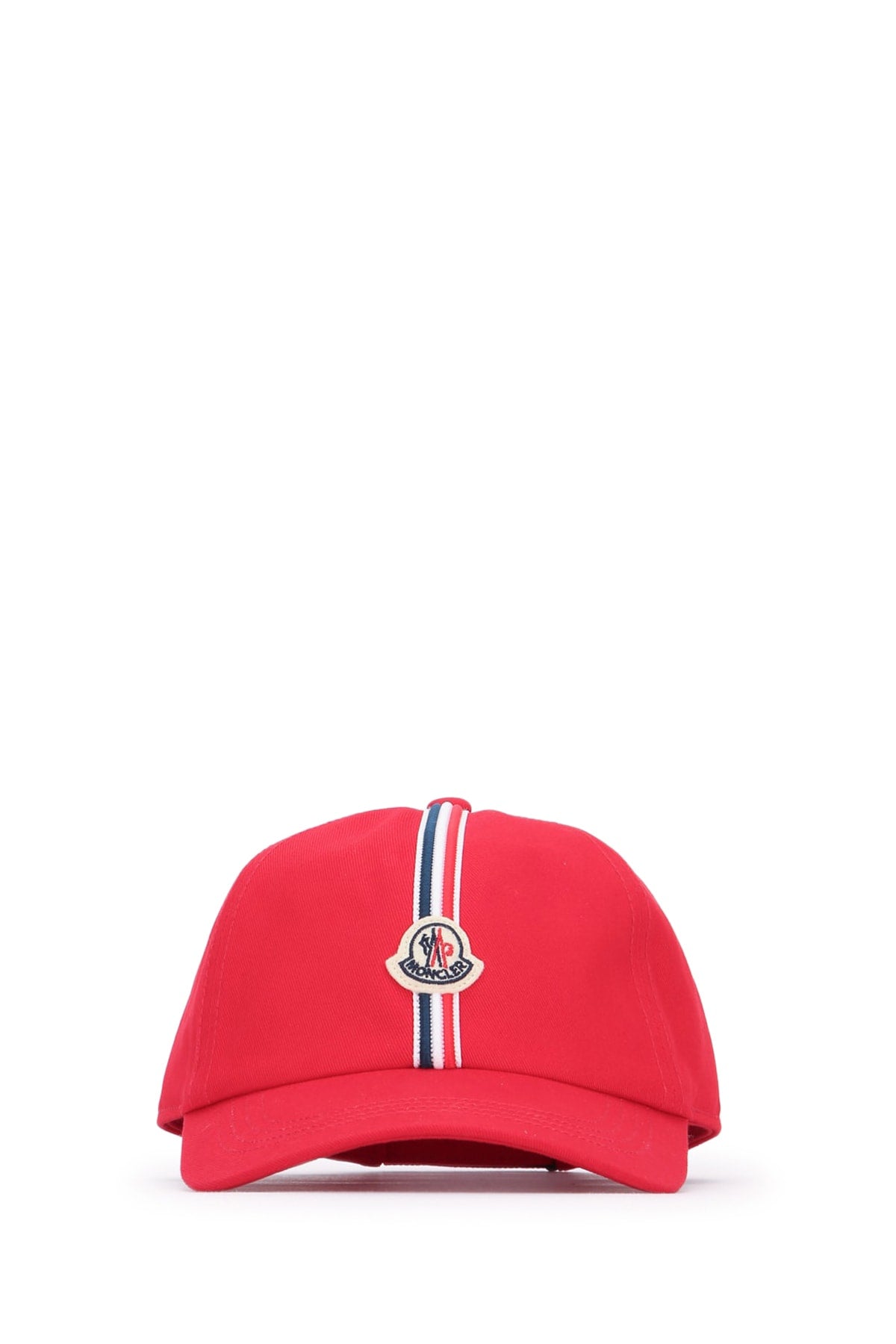 Moncler Jr Baseball Logo-Embroidered Cap — Red Cotton Caps
