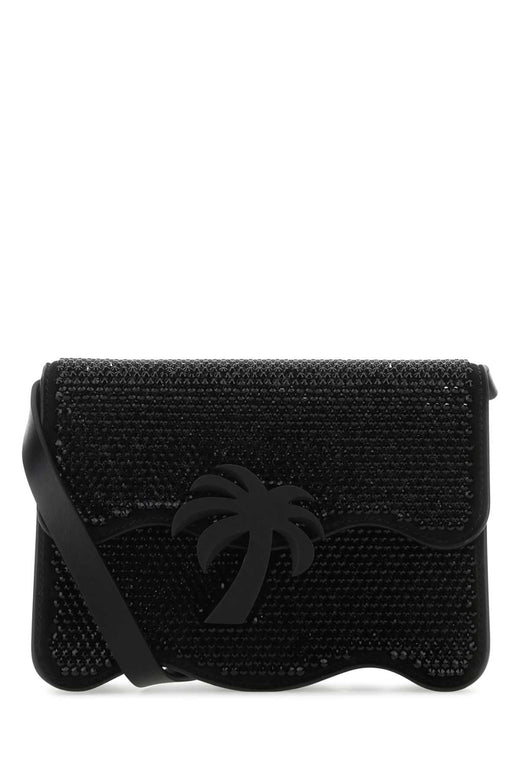 Palm Angels Beaded Calf Crossbody Bag — Black Exterior: Lining: Suede