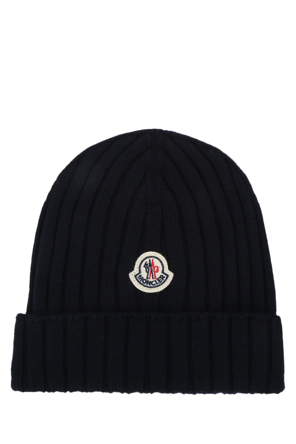 Moncler Jr Hat Ribbed Knit Winter — Black Wool