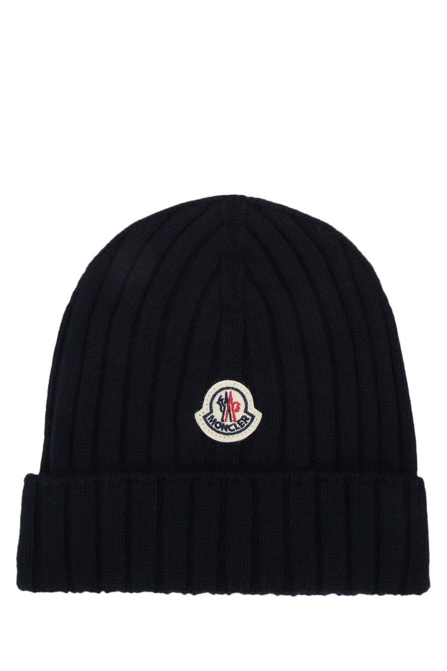 Moncler Jr Hat Ribbed Knit Winter — Black Wool