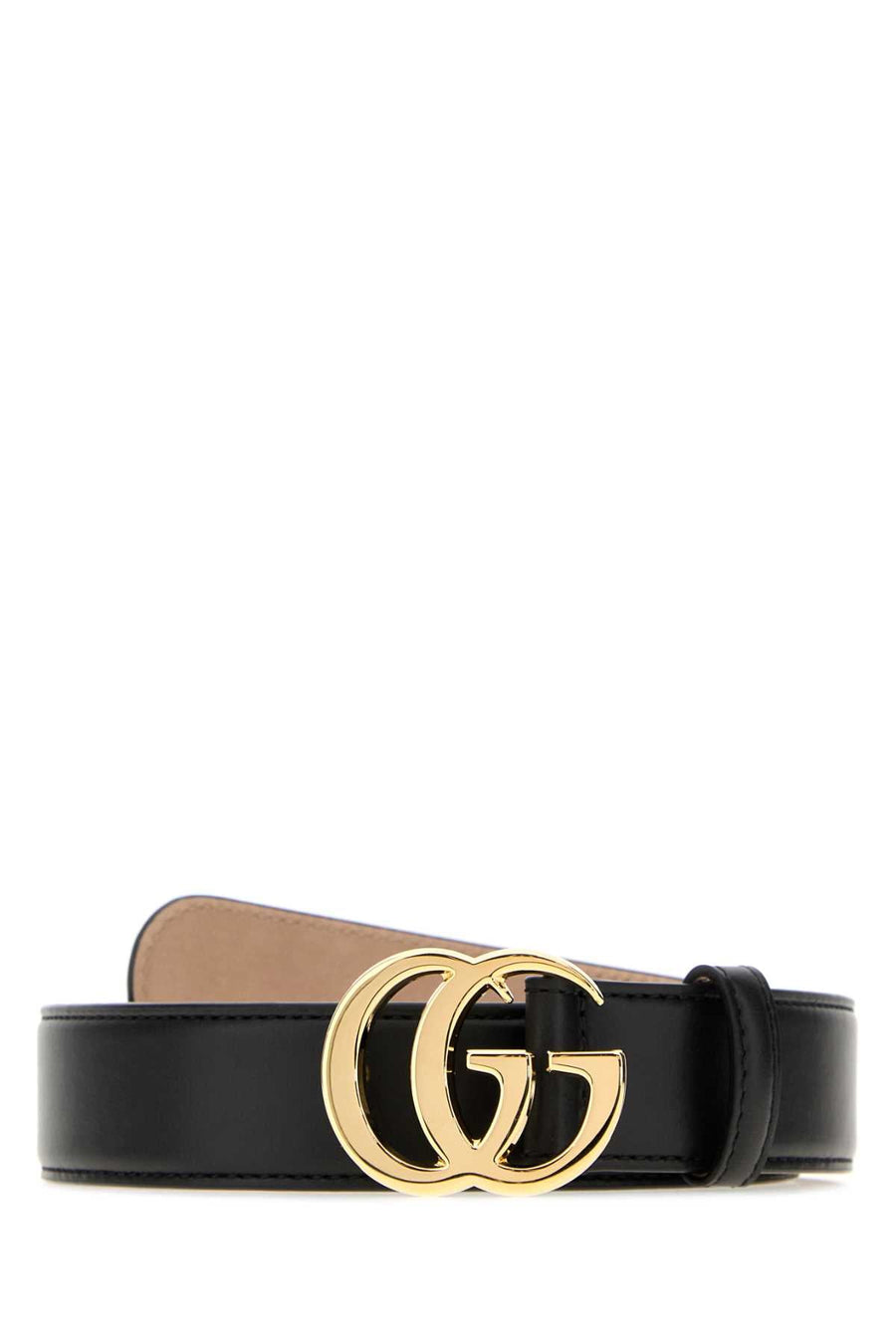 Gucci Double G Buckle Leather Belt — Black