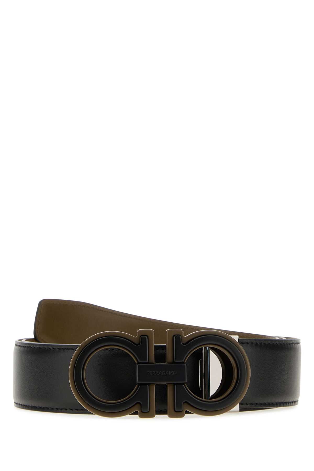 Ferragamo Gancini Belt — Black Exterior: Leather