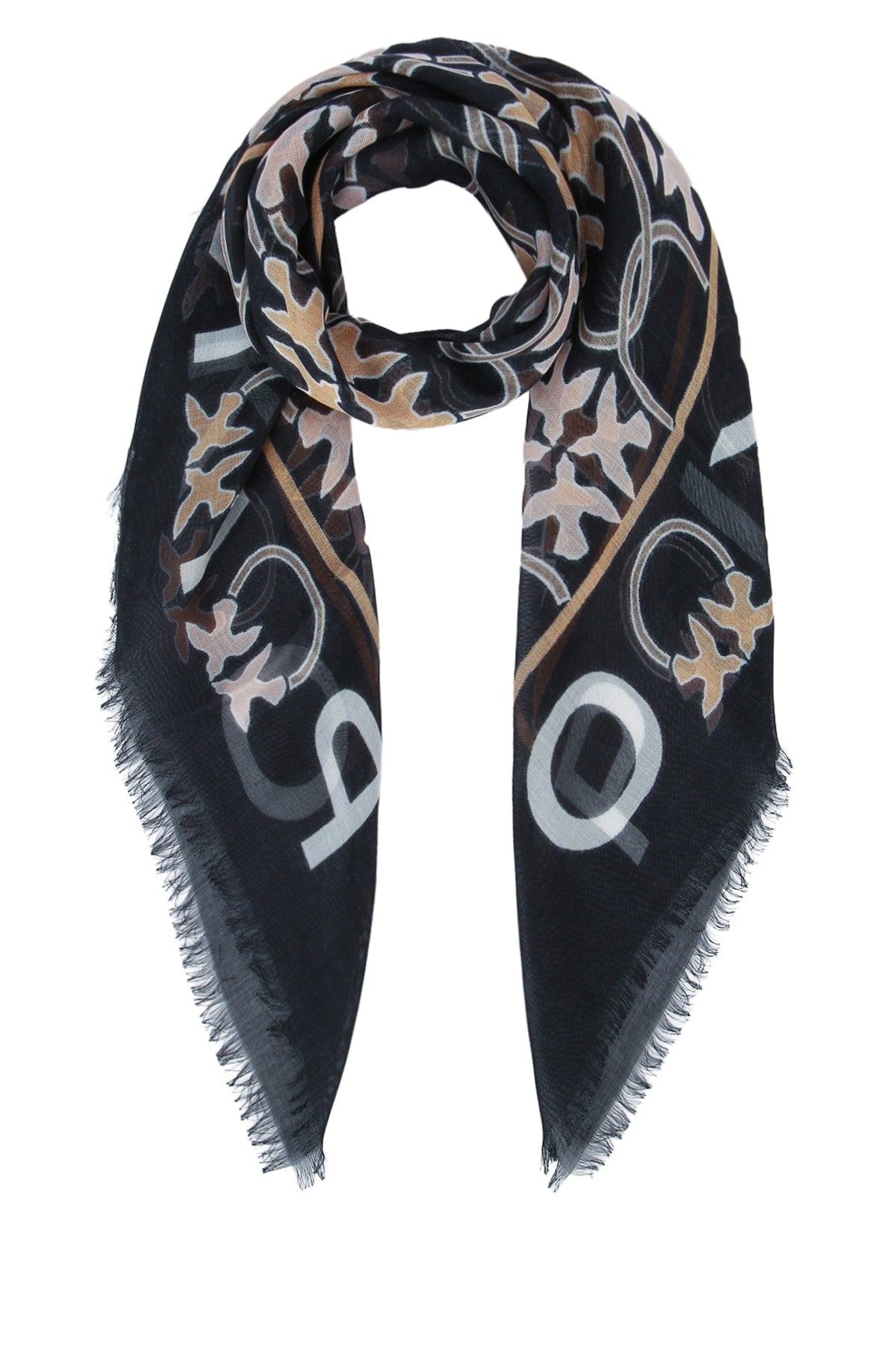 Pinko Foulard Scarf — Black Modal Scarfs