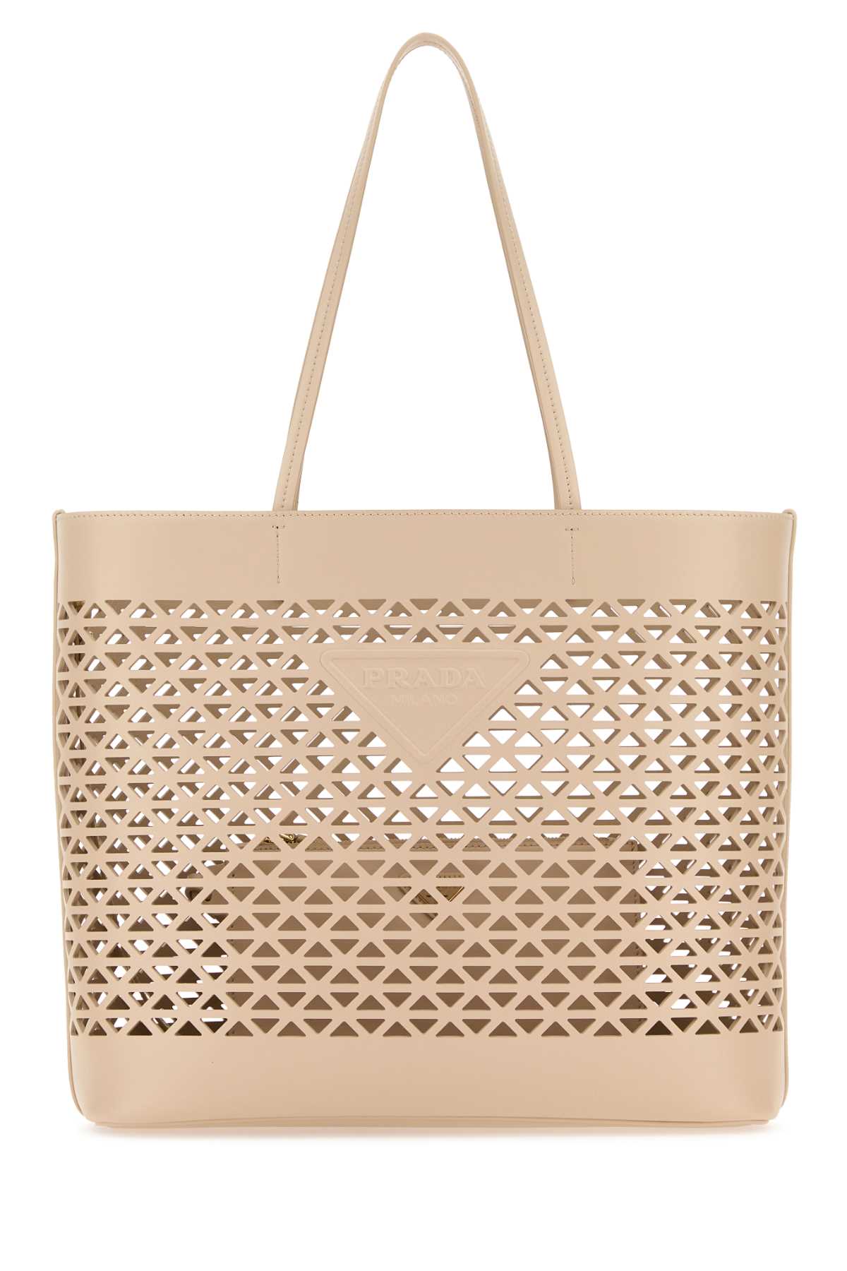 Prada Perforated Leather Shoulder Bag — Beige Exterior