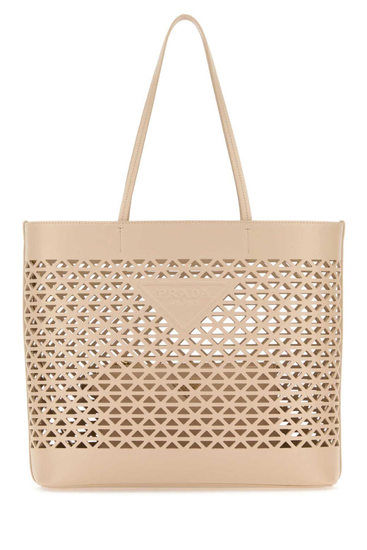 Prada Perforated Leather Shoulder Bag — Beige Exterior