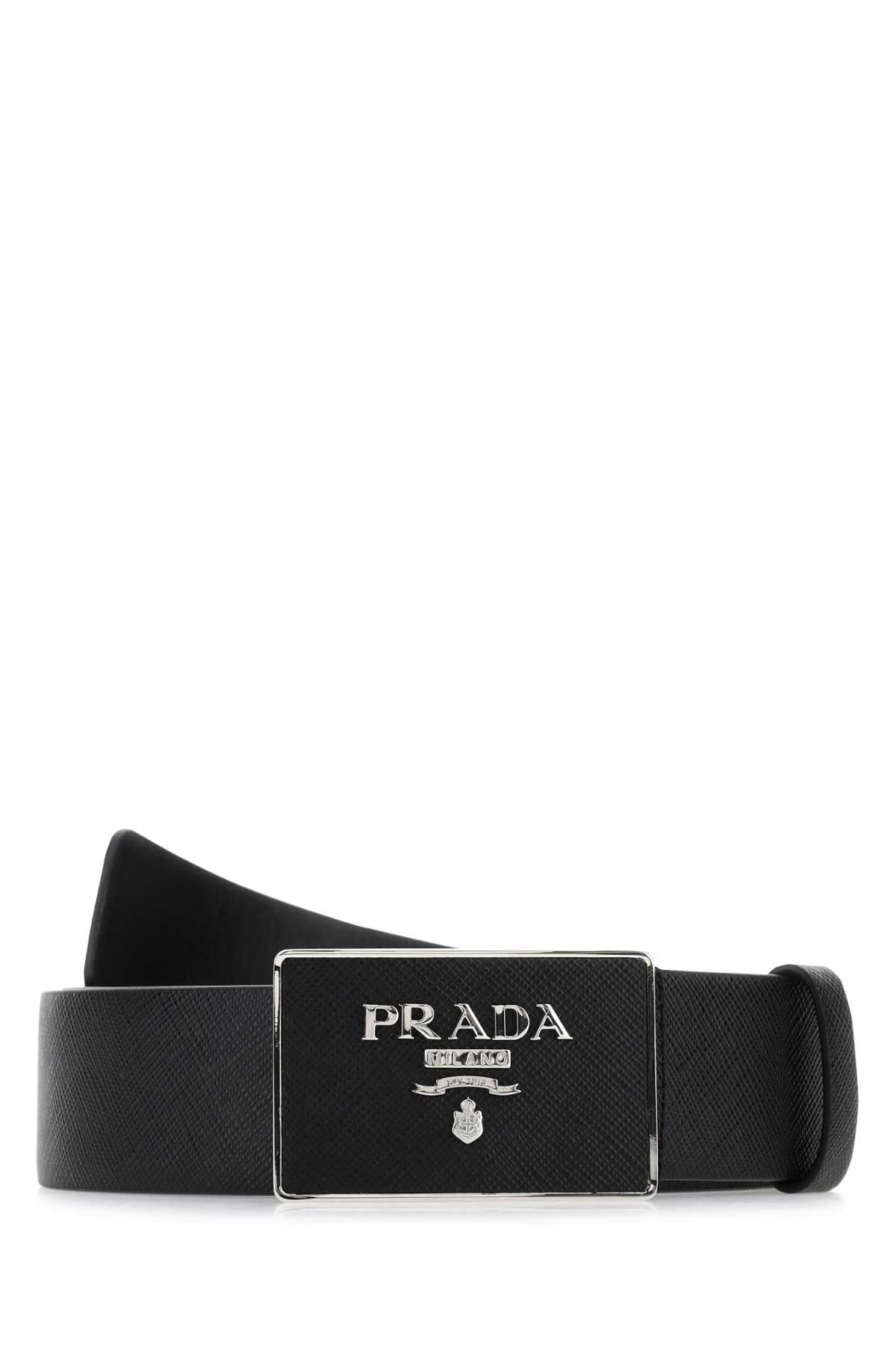 Prada Belt — Black Vitello