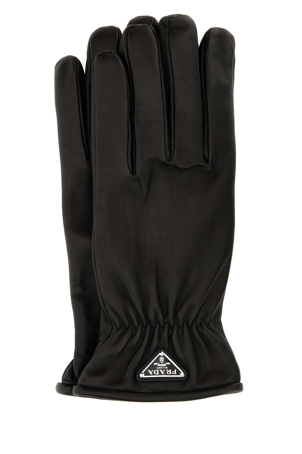 Prada Nappa Leather Gloves — Black Agnello