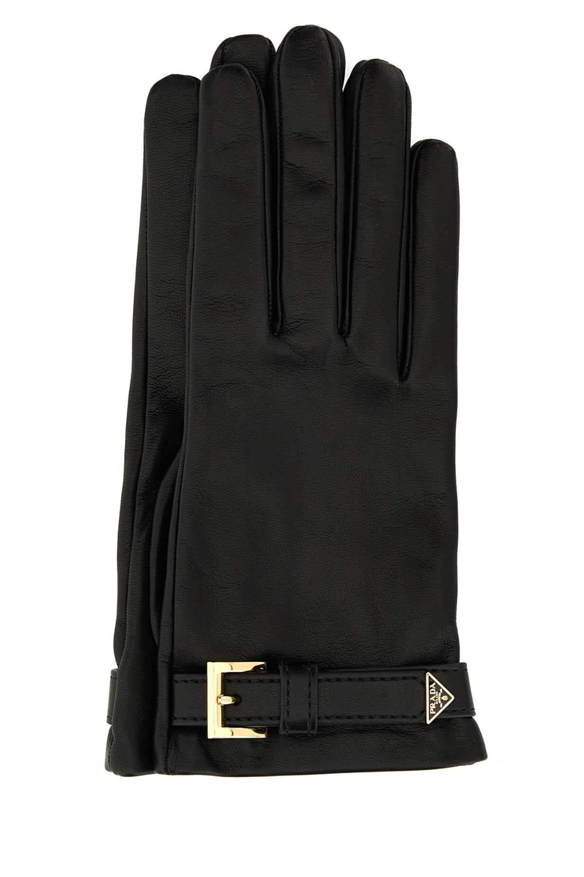 Prada Nappa Leather Gloves — Black Agnello