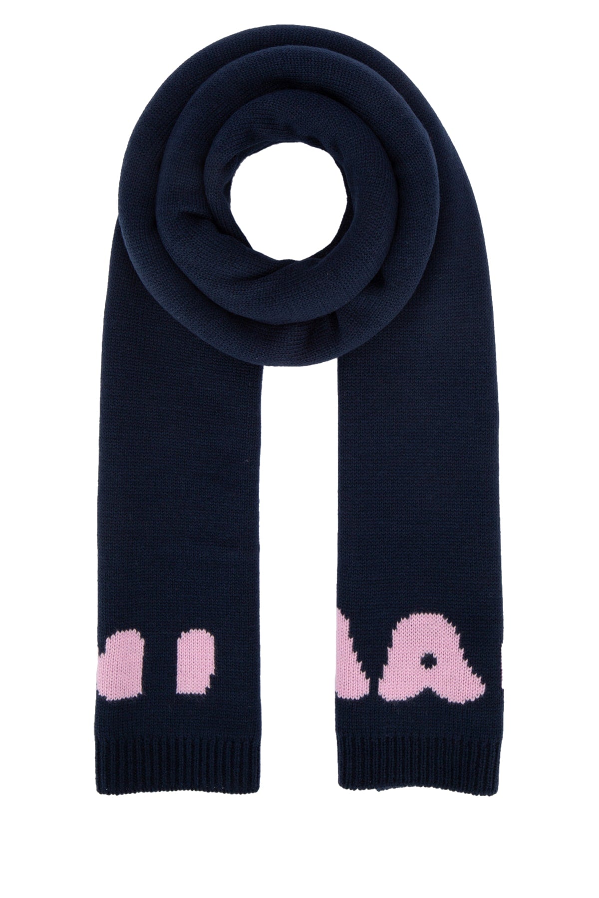 Marni Kids Animal-Intarsia Knit Scarf — Navy Wool Scarfs