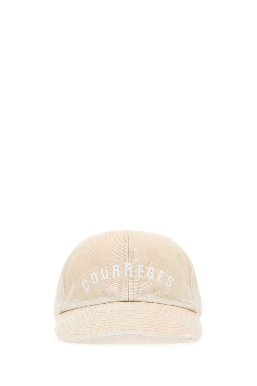 Courreges Hat Cotton Baseball Cap — Beige Caps