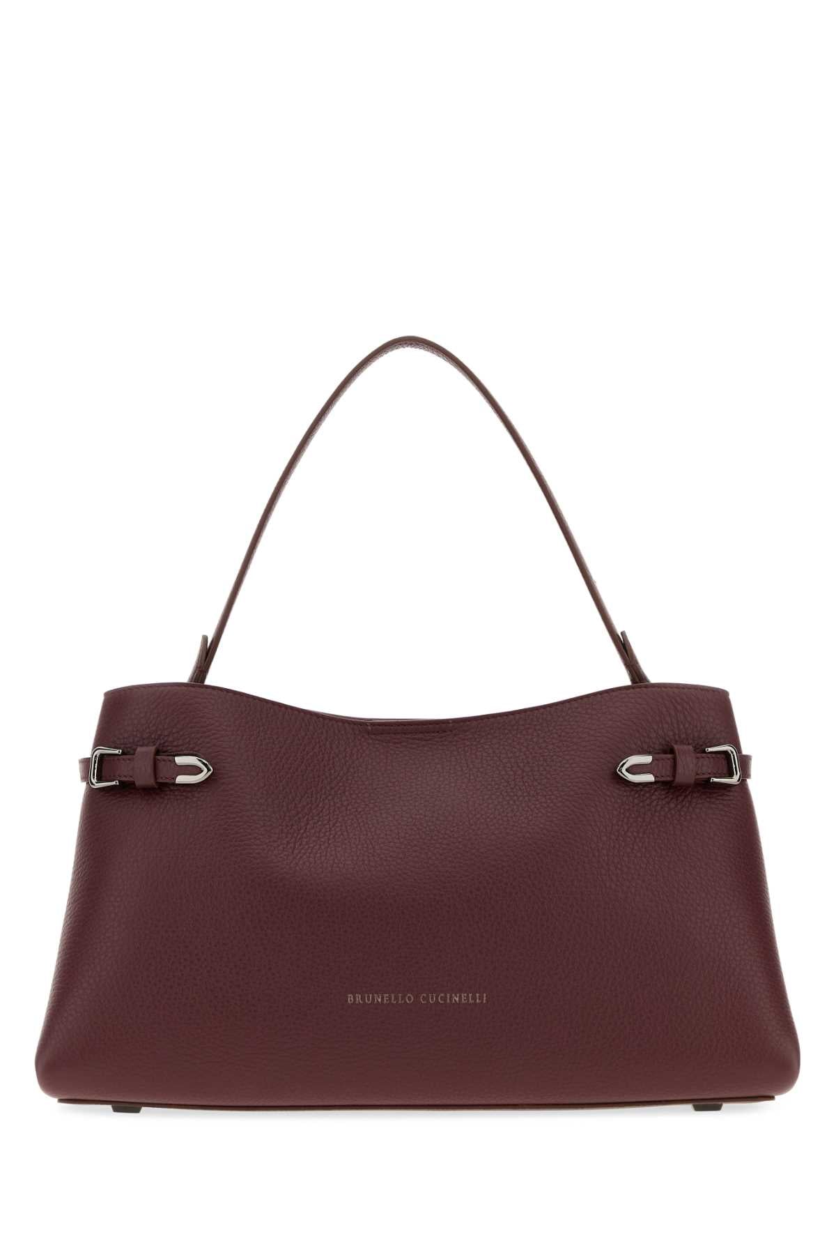 Brunello Cucinelli Scottish Red Deer Leather Shoulder Bag — Purple