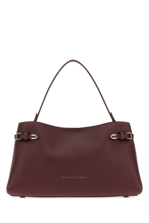 Brunello Cucinelli Scottish Red Deer Leather Shoulder Bag — Purple