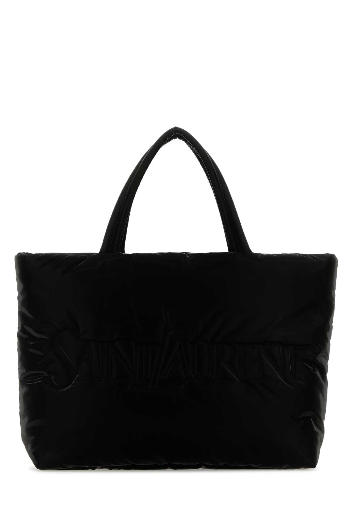 Saint Laurent Quilted Nylon Tote Bag — Black Exterior: Lining