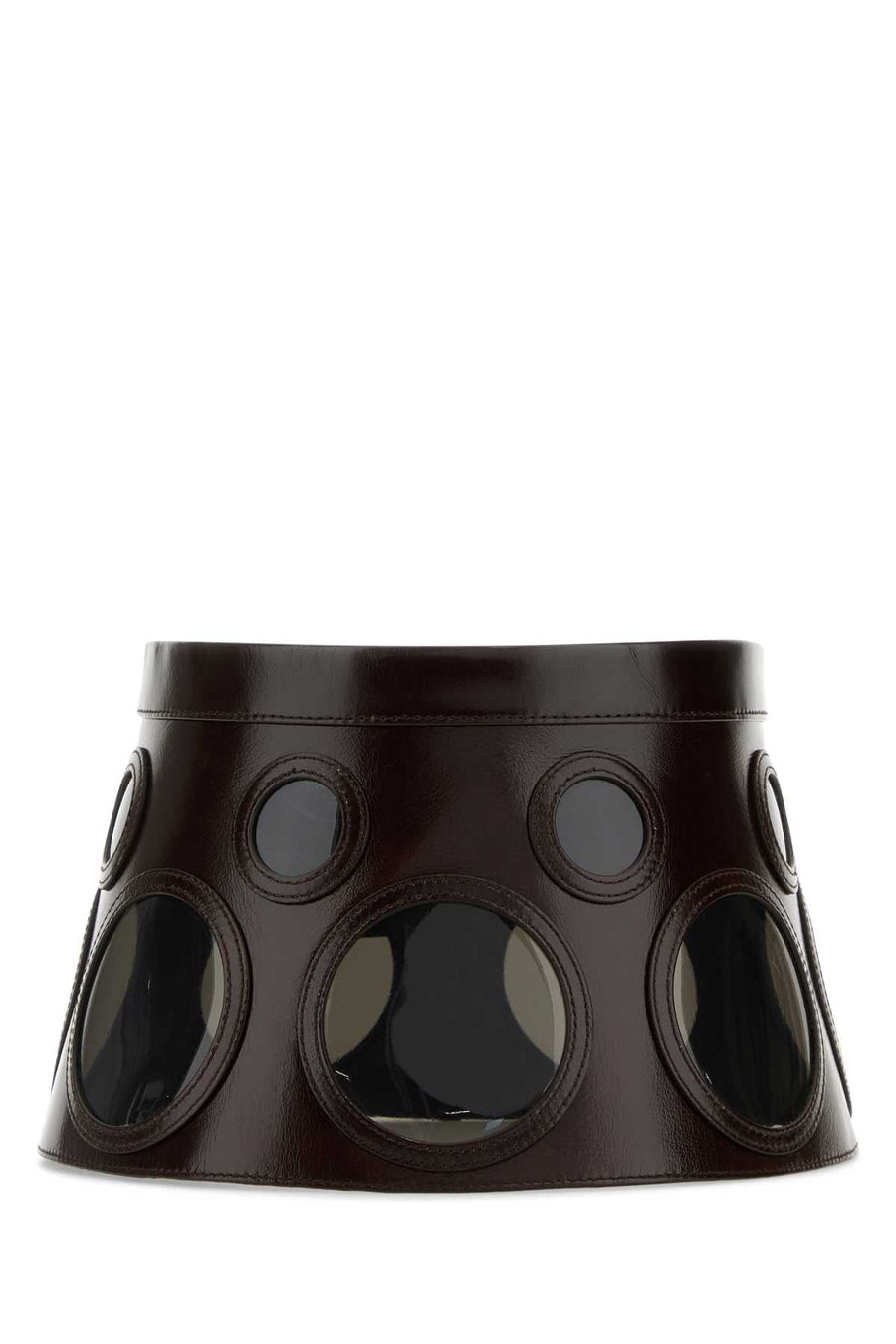 Prada Visiere Perforated Leather Visor — Brown Exterior: Calf Visors