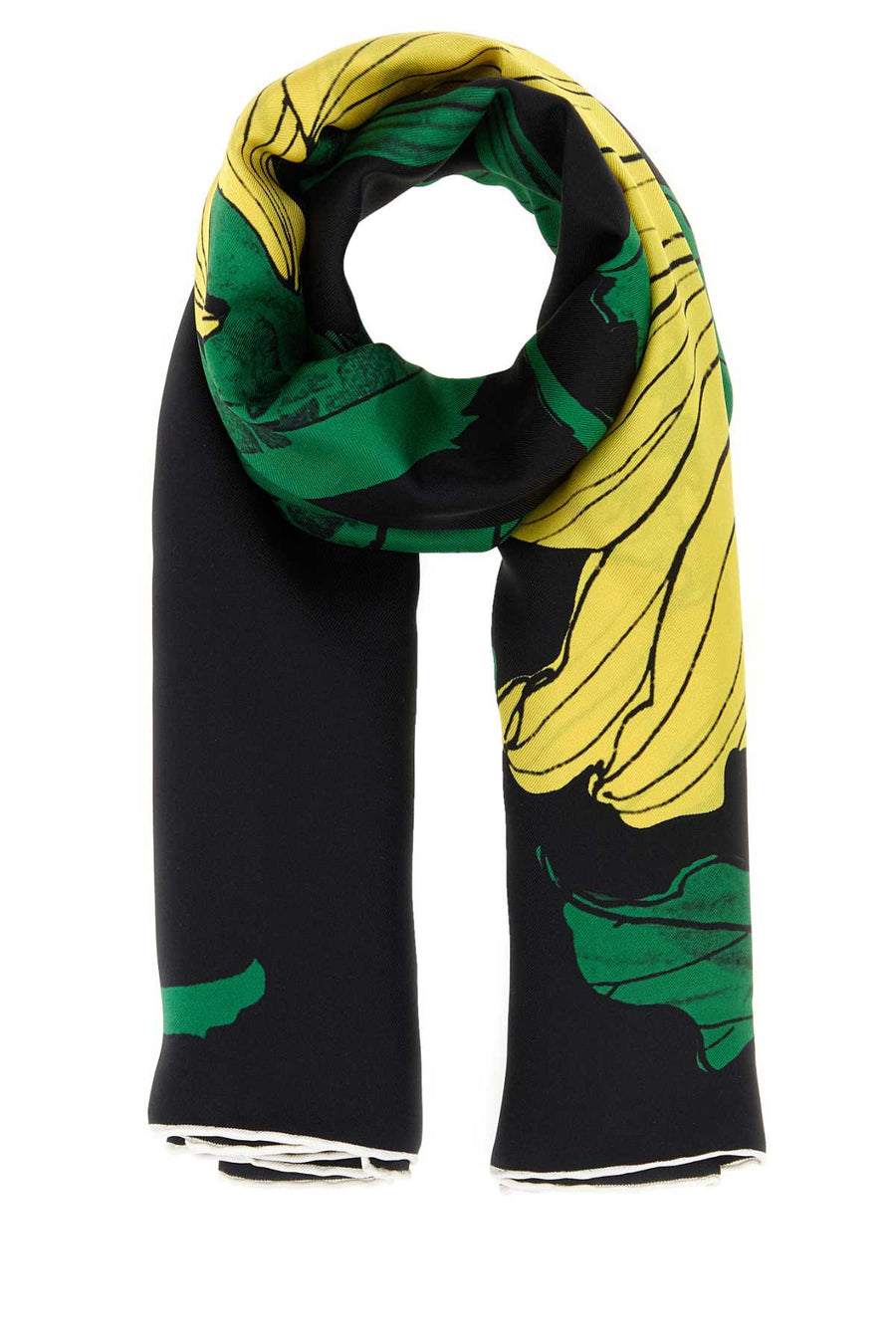 Alexander Mcqueen Exploded Sunflower Scarf — Black Silk Fabric Scarfs
