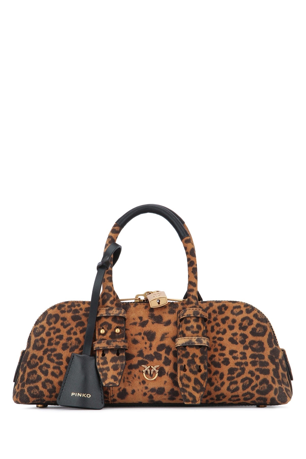 Pinko Bowling Shoulder Bag — Brown Suede