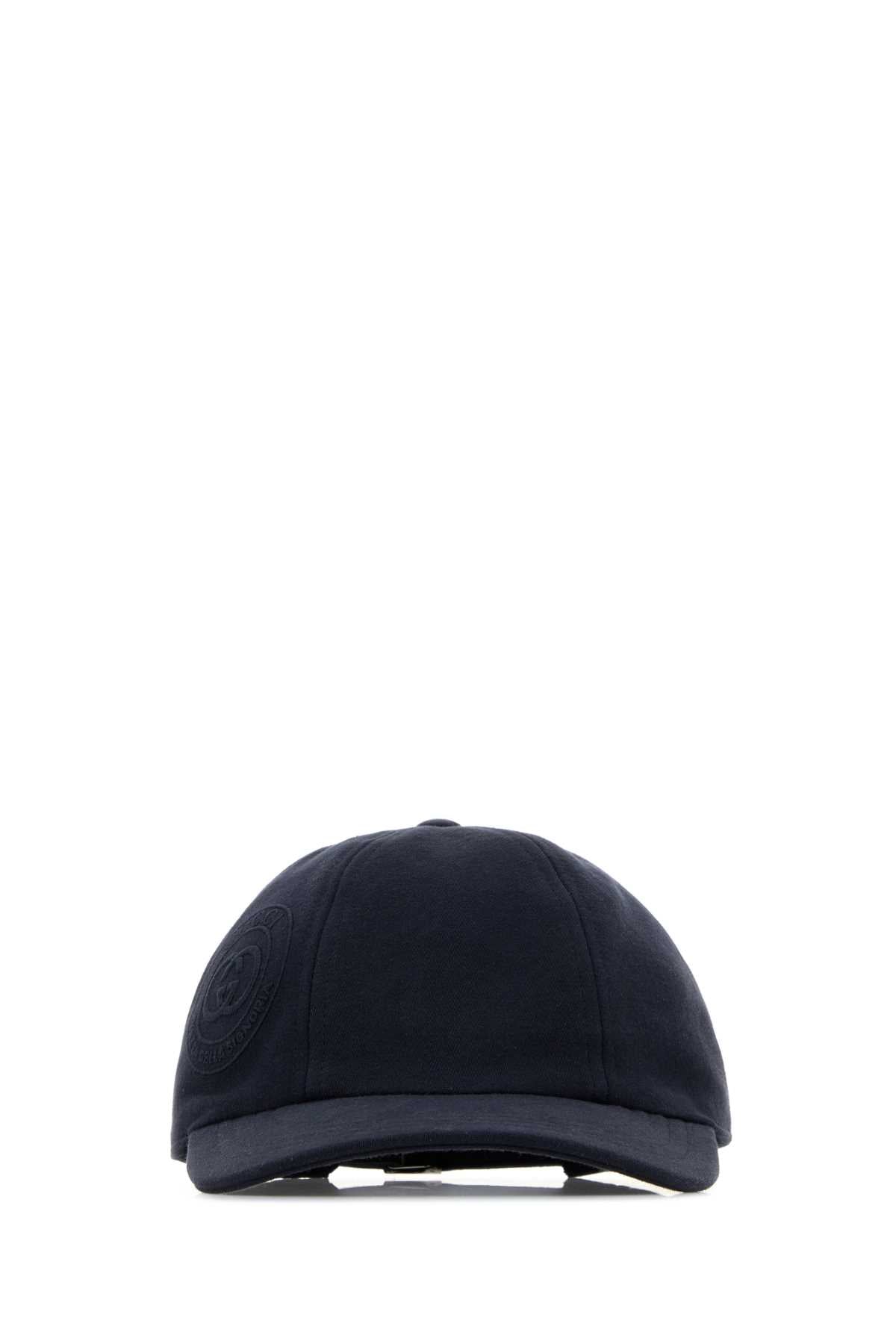 Gucci Hat Logo-Embroidered Cotton Baseball Cap — Navy Cotton-polyester Caps