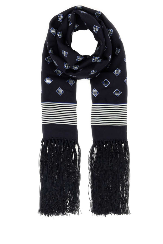 Bode Diamond Scarf — Navy Exterior: Silk Scarfs
