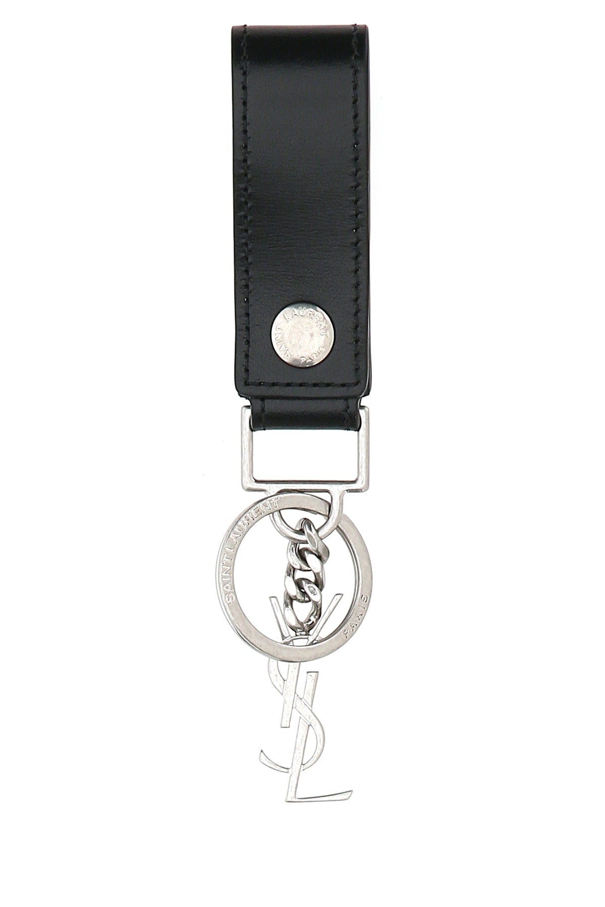 Saint Laurent Mono Key Case — Black Leather Keychains