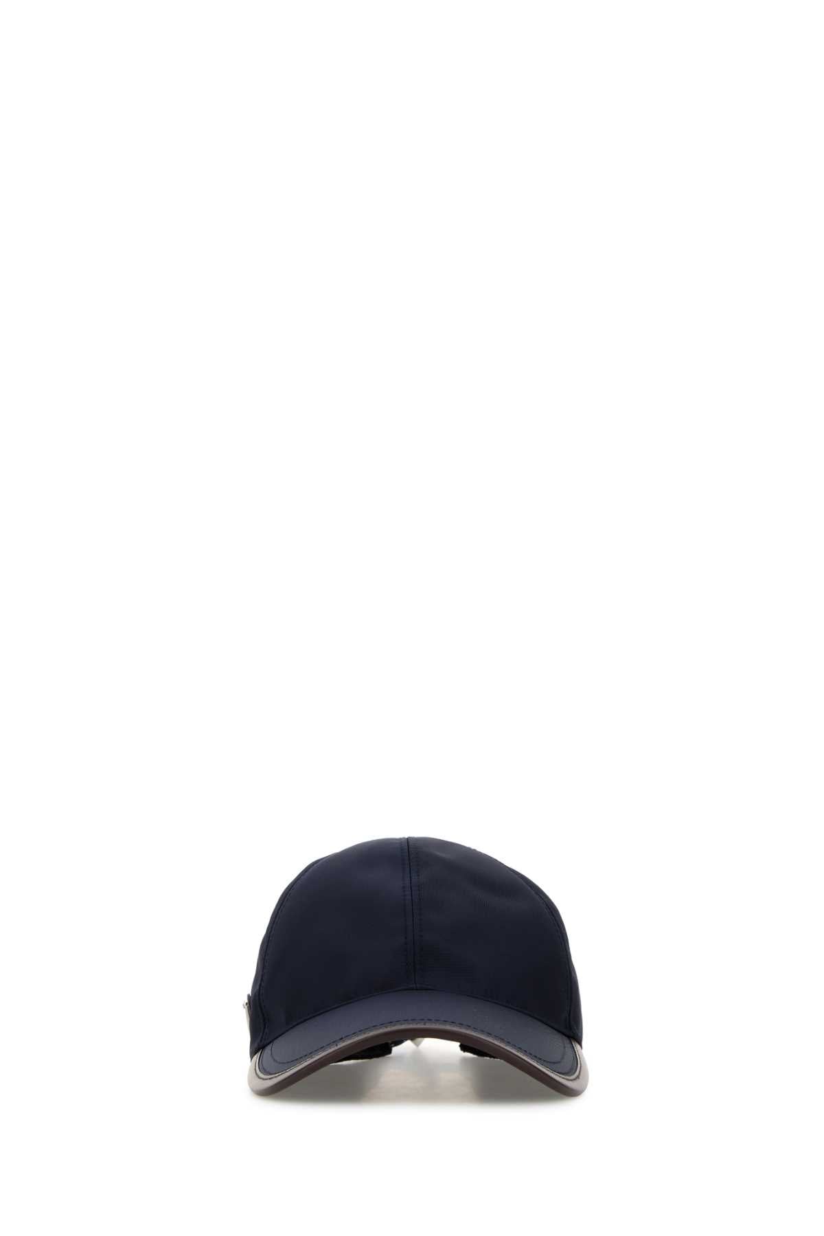 Prada Hat Re-Nylon Baseball Cap — Navy Caps