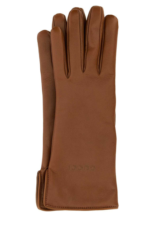 Gucci Leather Gloves — Brown