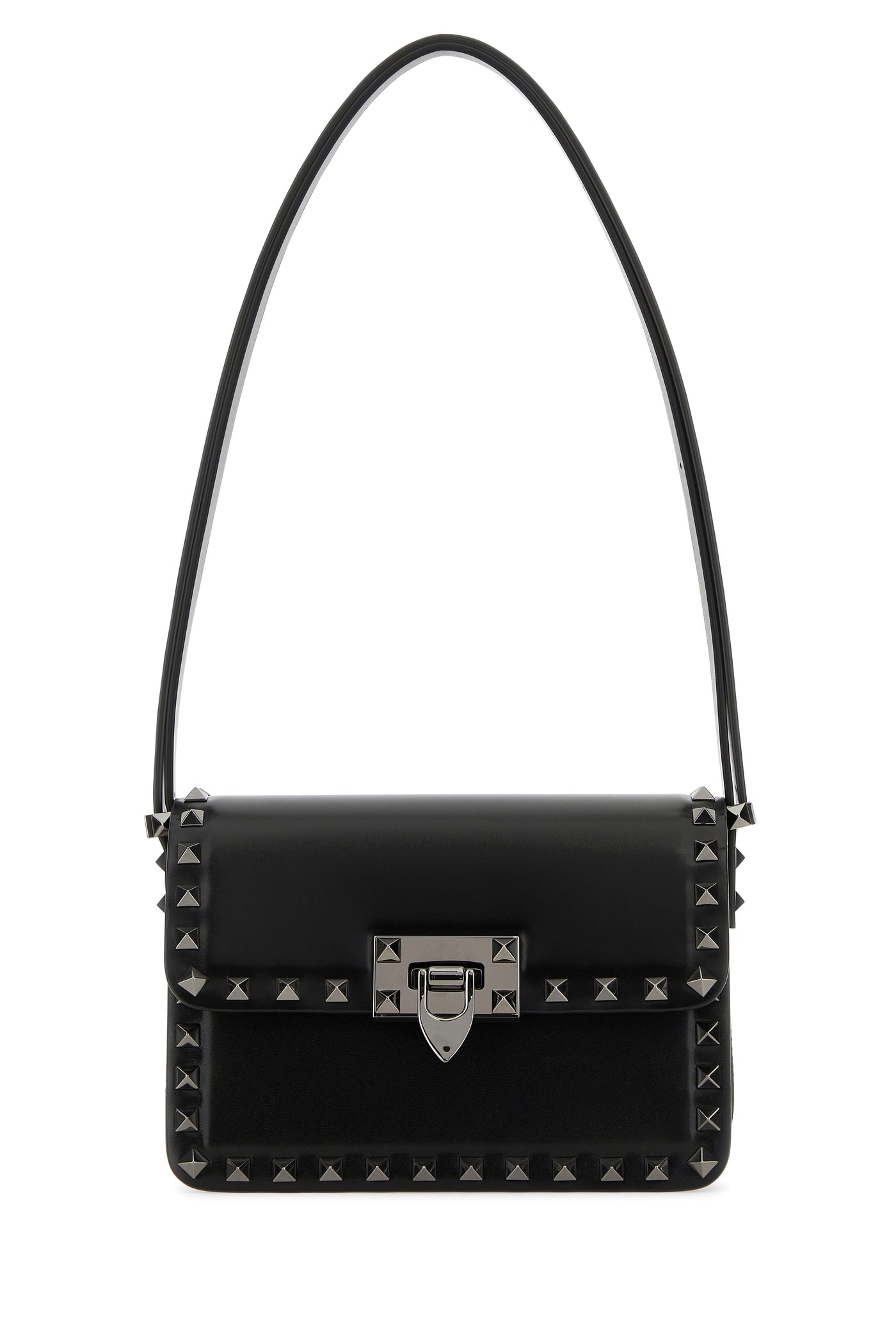 Valentino Garavani Pyramid Studded Leather Shoulder Bag — Black