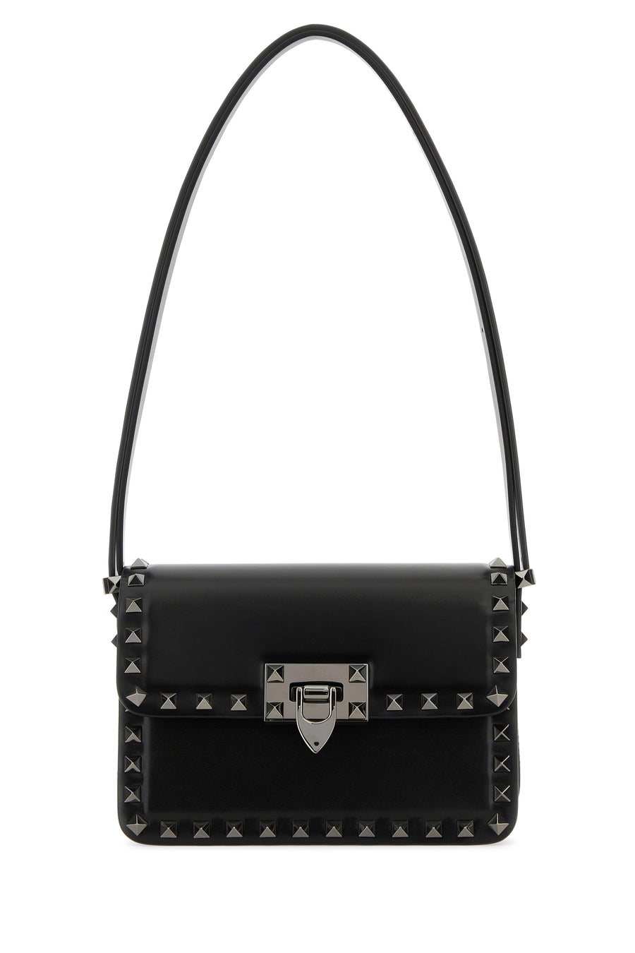 Valentino Garavani Pyramid Studded Leather Shoulder Bag — Black