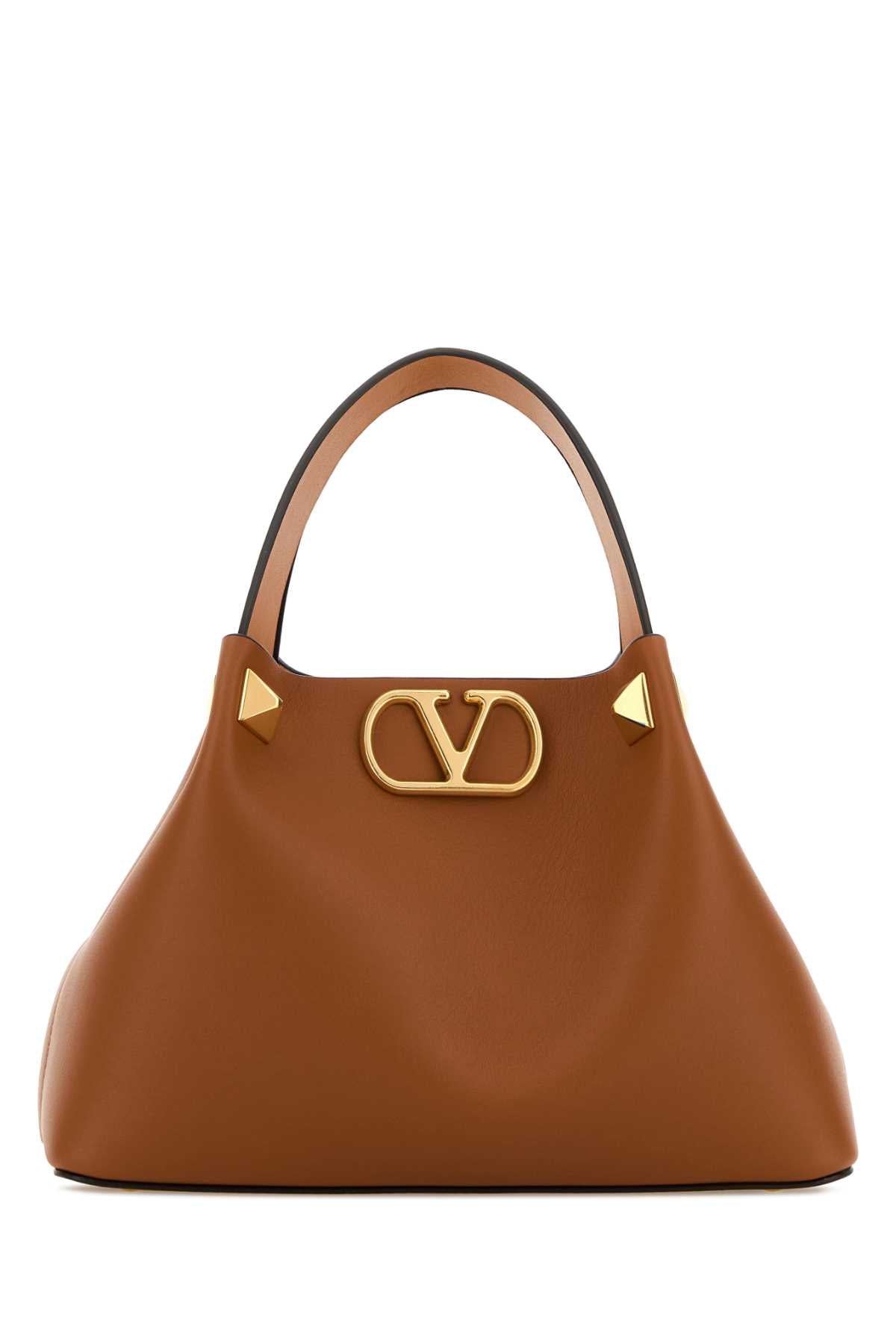 Valentino Garavani Tote Shoulder Bag — Brown Calf Leather - Bos Taurus