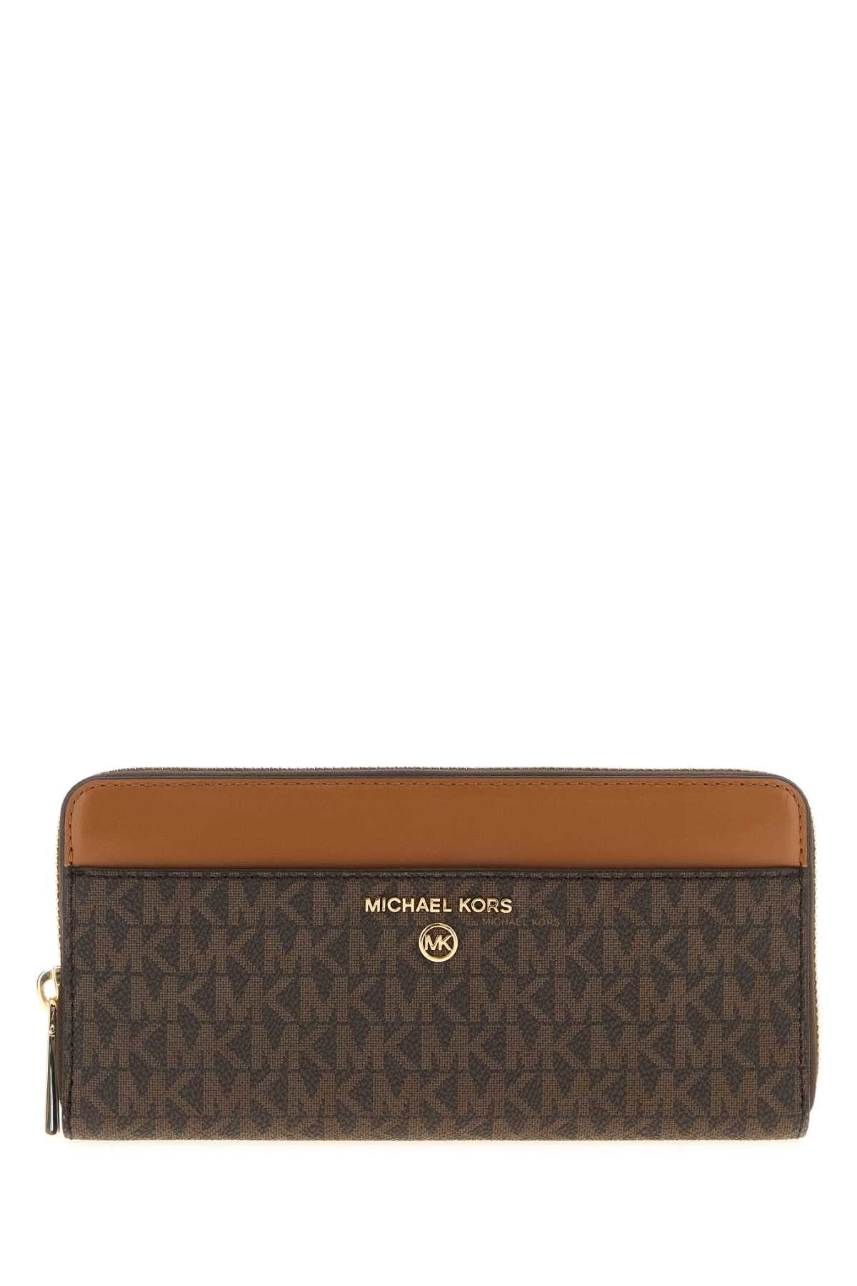Michael By Kors Printed Canvas Wallet — Brown