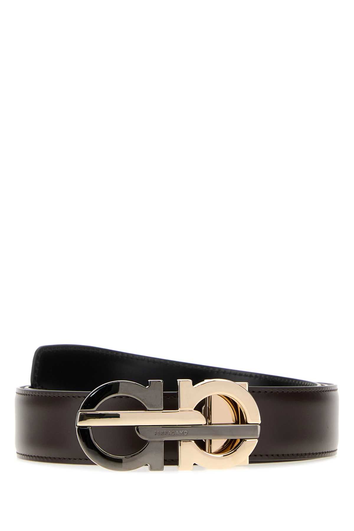 Ferragamo Double Adjus Belt — Brown Leather