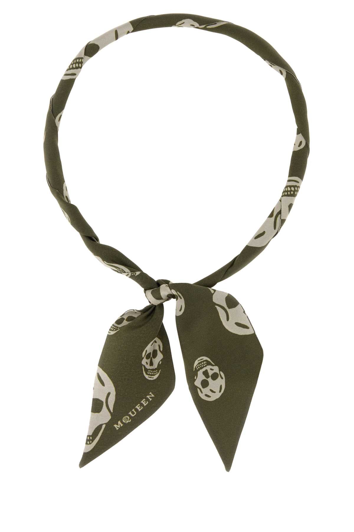 Alexander Mcqueen Skinny Scarf — Green Exterior: Silk Scarfs