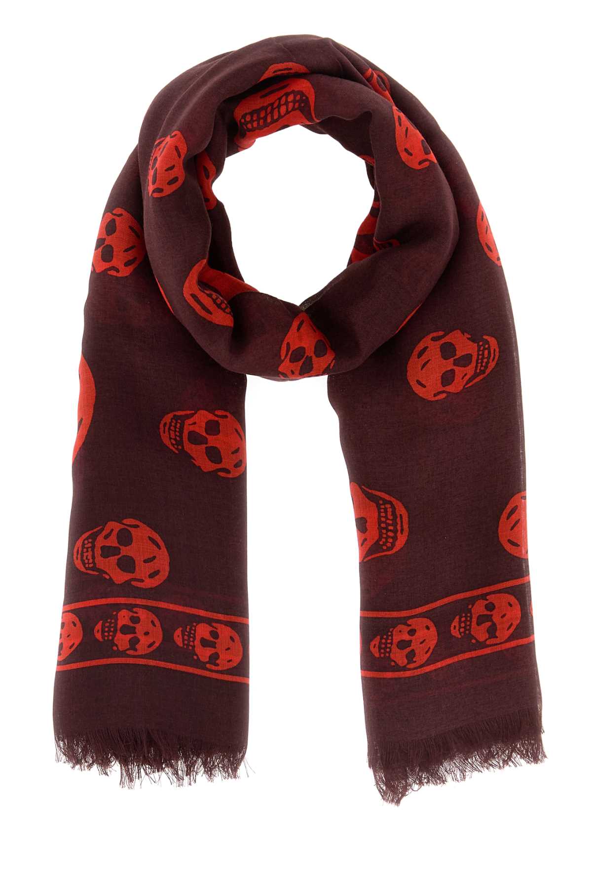 Alexander Mcqueen Skull Scarf — Burgundy Exterior: Modal Silk Scarfs