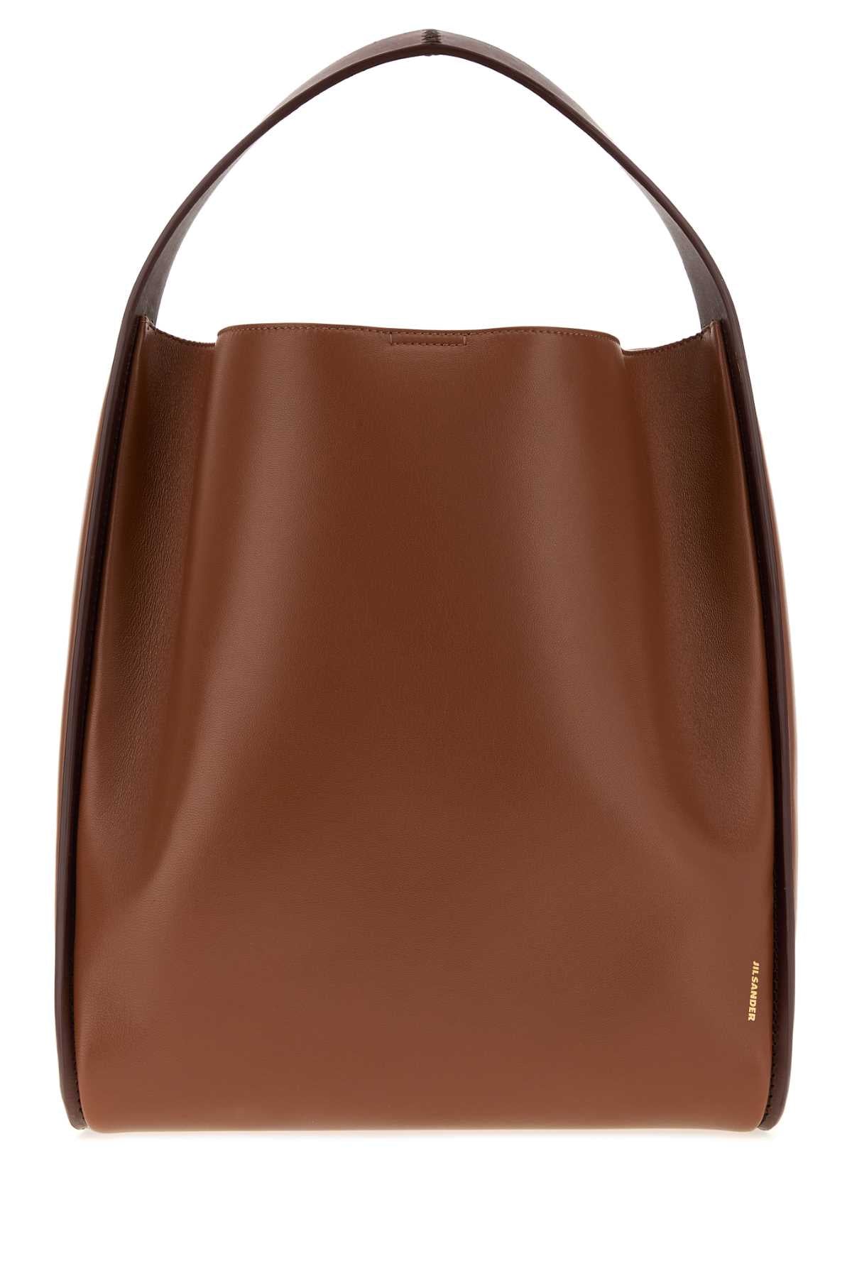 Jil Sander Pivot Tote Bucket Bag — Brown