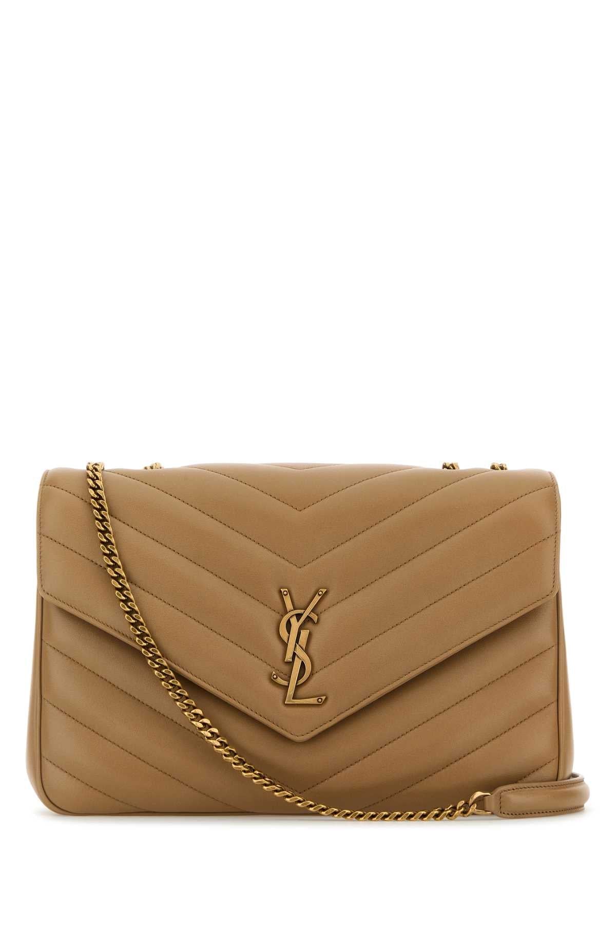 Saint Laurent Loulou Shoulder Bag — Beige