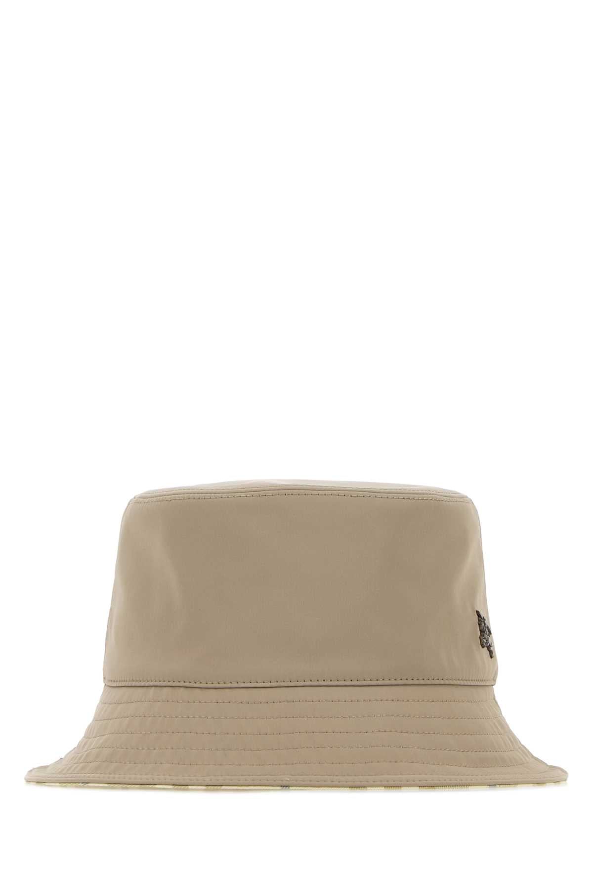 Burberry A:mh Stretch Canvas Reversible Bucket Hat — Beige