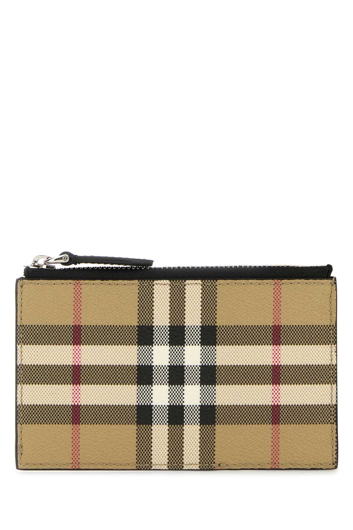 Burberry Printed Check Canvas Card Case — Beige Wallet