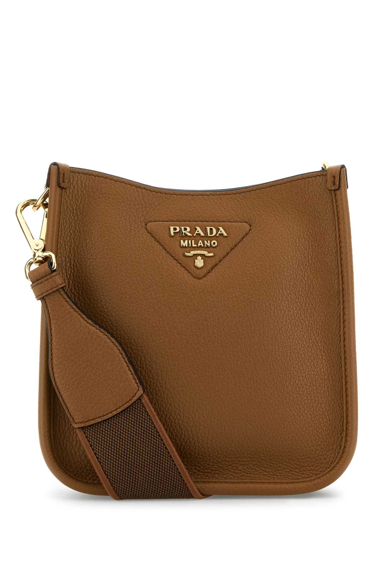 Prada Vitello Leather Crossbody Bag — Brown