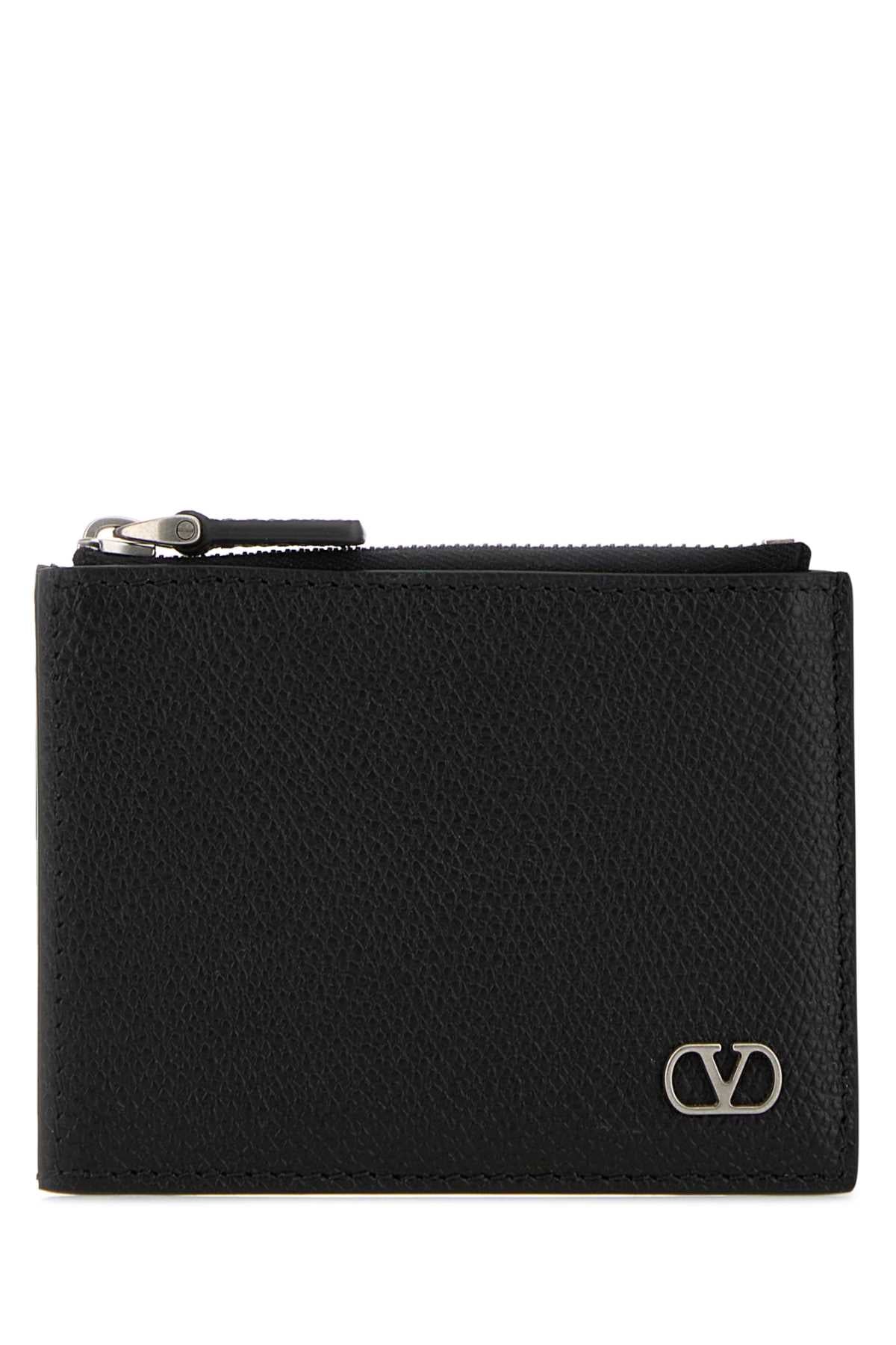 Valentino Garavani Calf Leather Coin Purse — Black - Bos Taurus Wallet
