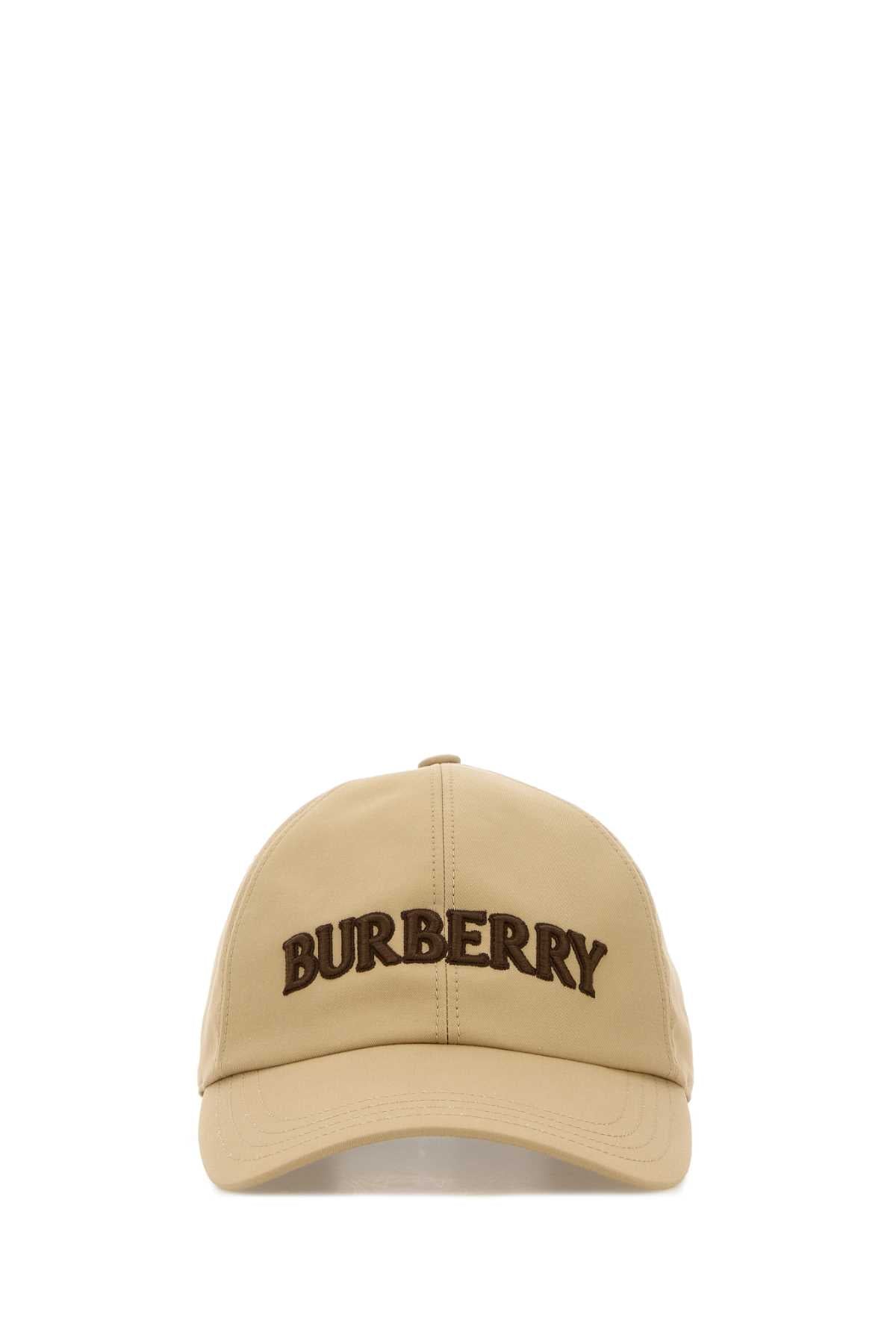 Burberry A:mh Logo-Embroidered Cotton Gabardine Baseball Cap — Beige Caps