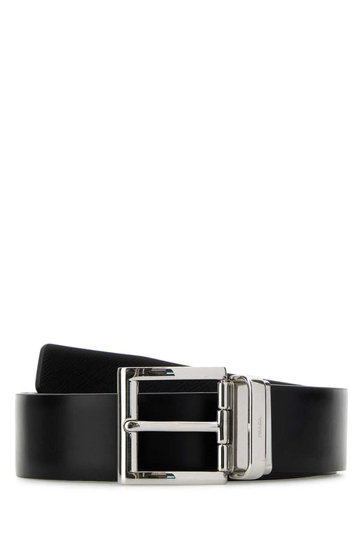Prada Reversible Leather Belt — Black Vitello