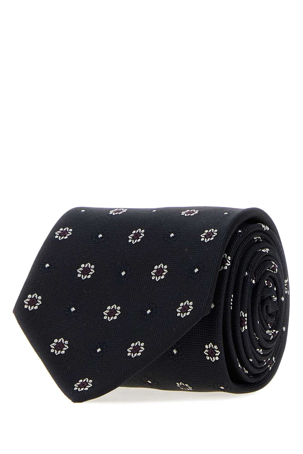 Saint Laurent Fleurs Necktie — Navy Exterior: Silk Lining: Neckties
