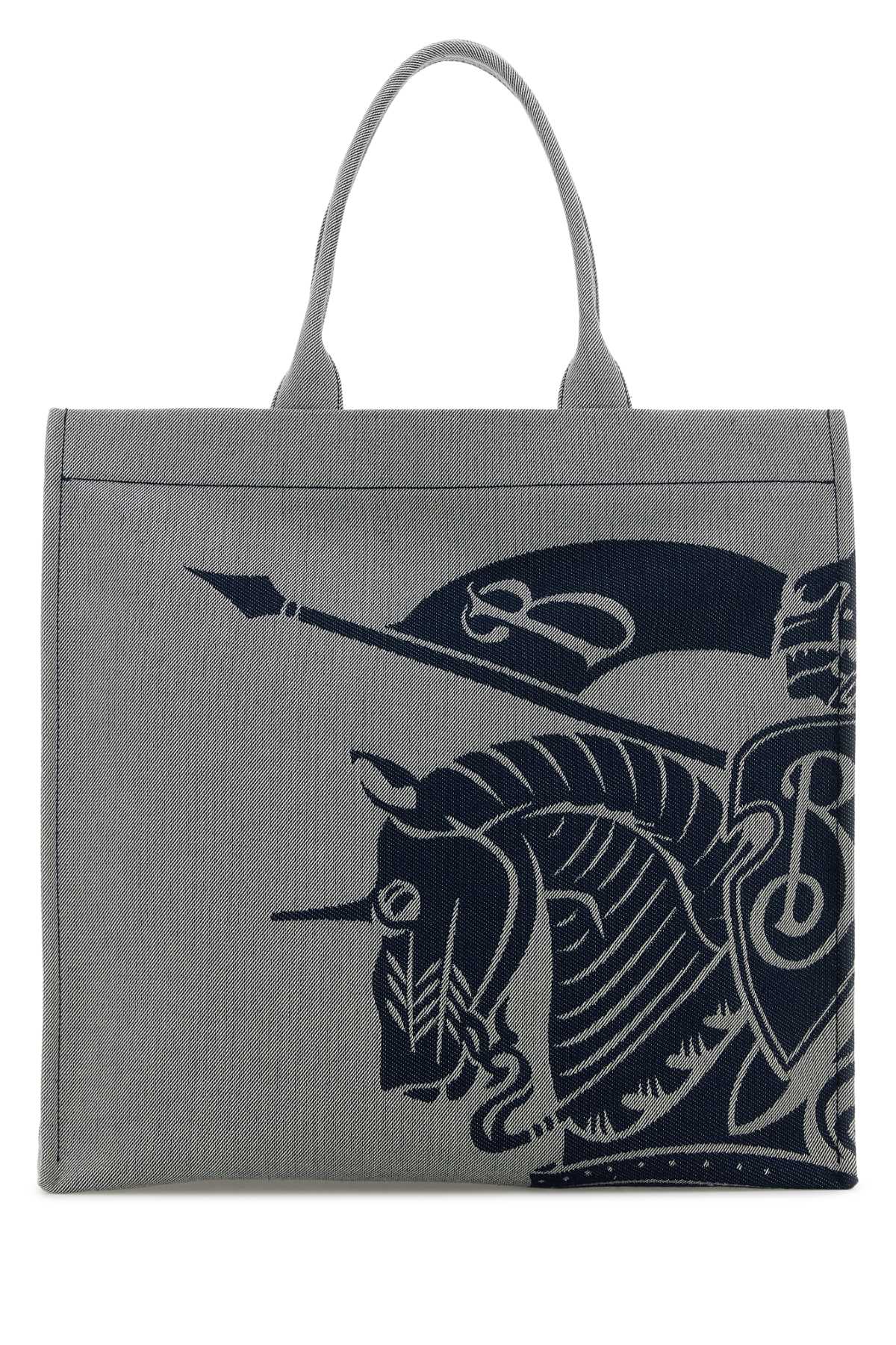 Burberry Embroidered Canvas Tote Bag — Gray Exterior: Cotton Polyester