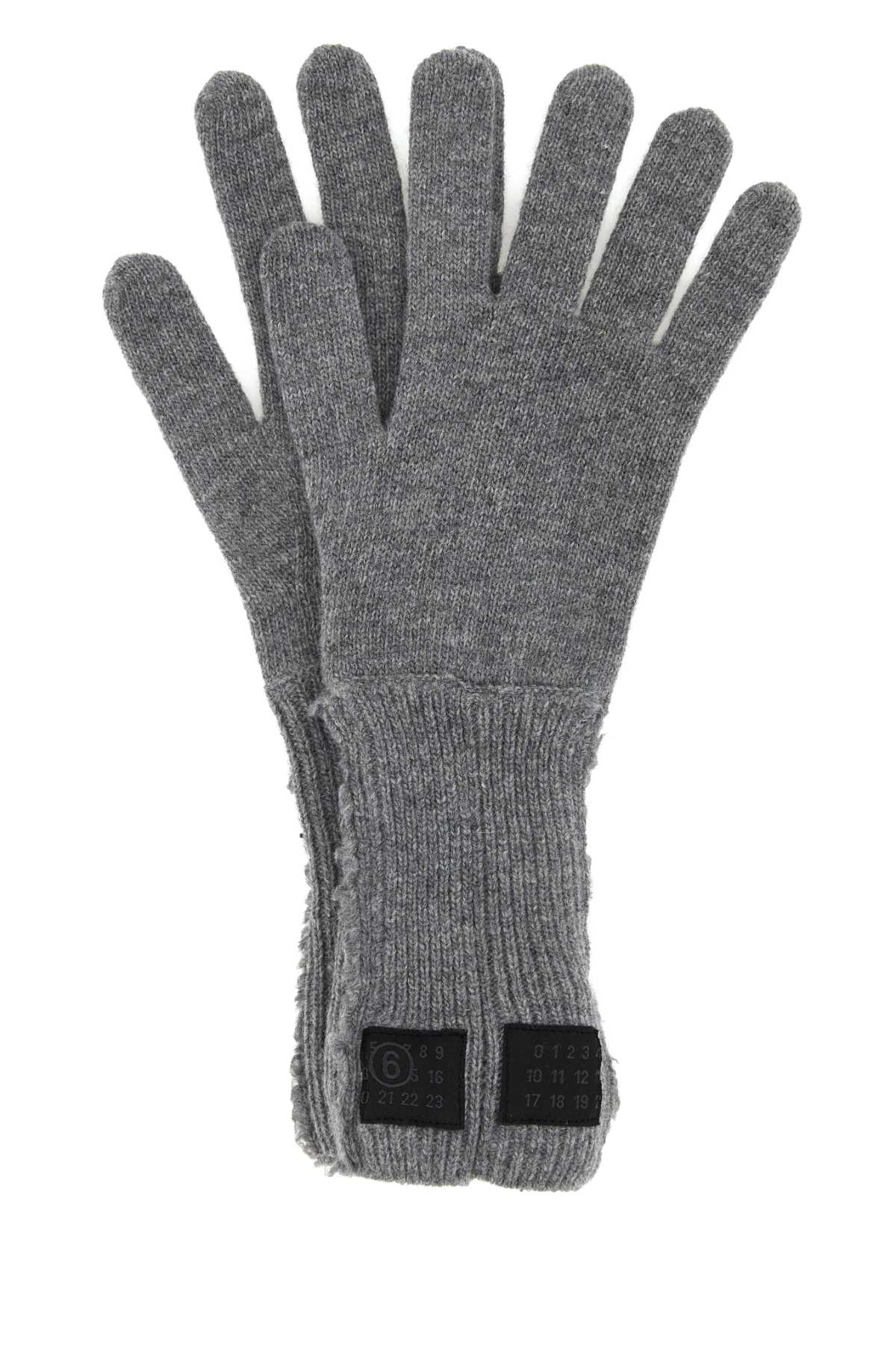 Mm6 Maison Margiela Wool Blend Gloves — Gray Exterior: Nylon