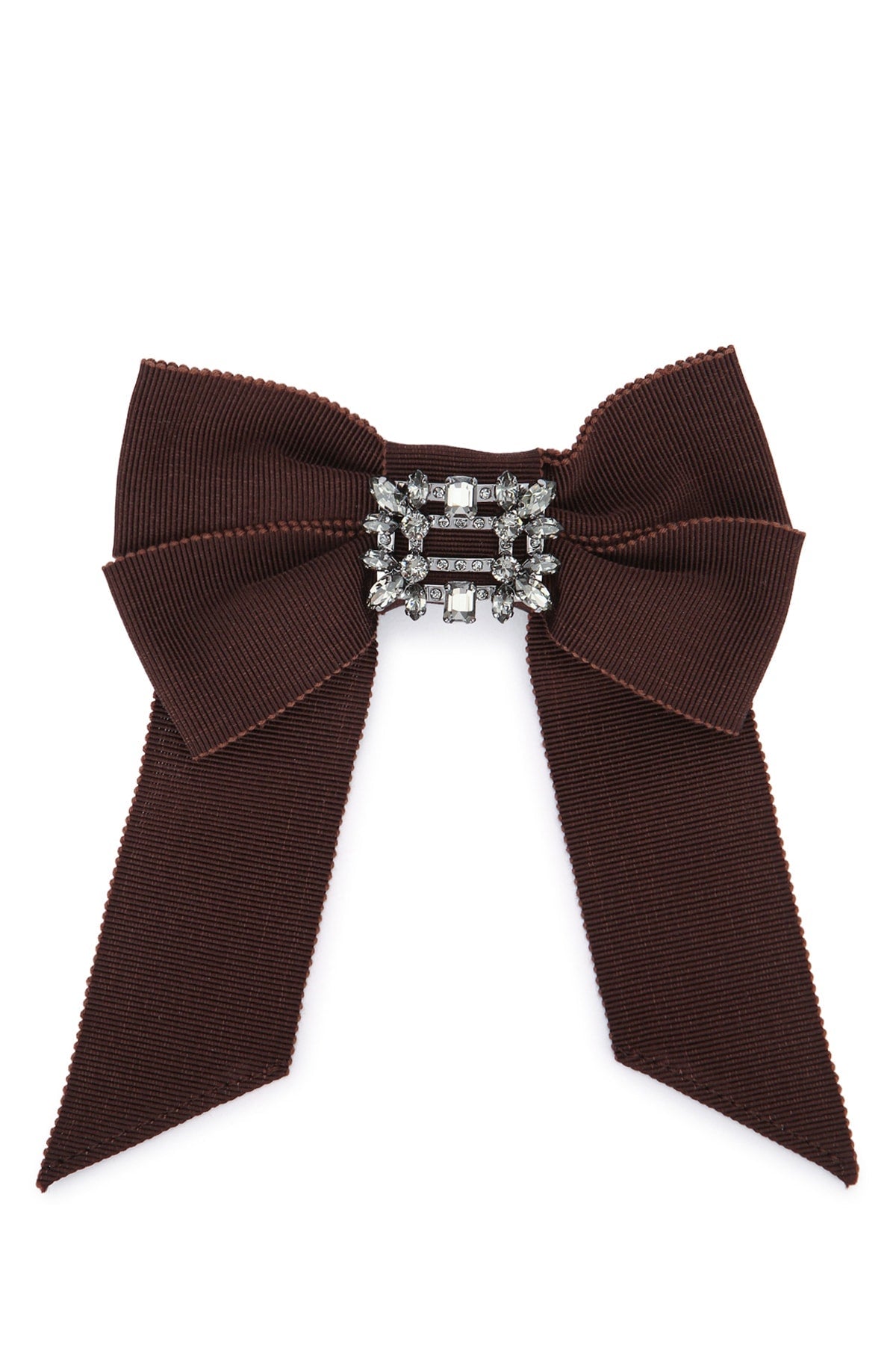 Roger Vivier Broche Hair Clip — Brown Grosgrain Ribbon Pins Claws & Clips