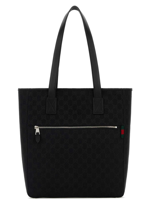 Gucci Gg-Jacquard Fabric Tote Bag — Black